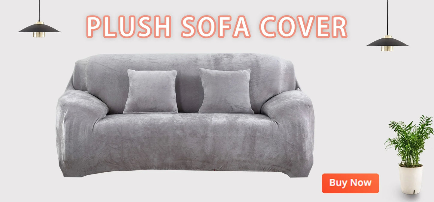 1pc Plush Sofa Slipcover Anti-slip Elastic Sofa Cover for Bedroom Office Living Room Home Decor Couch Cover Furniture Protector