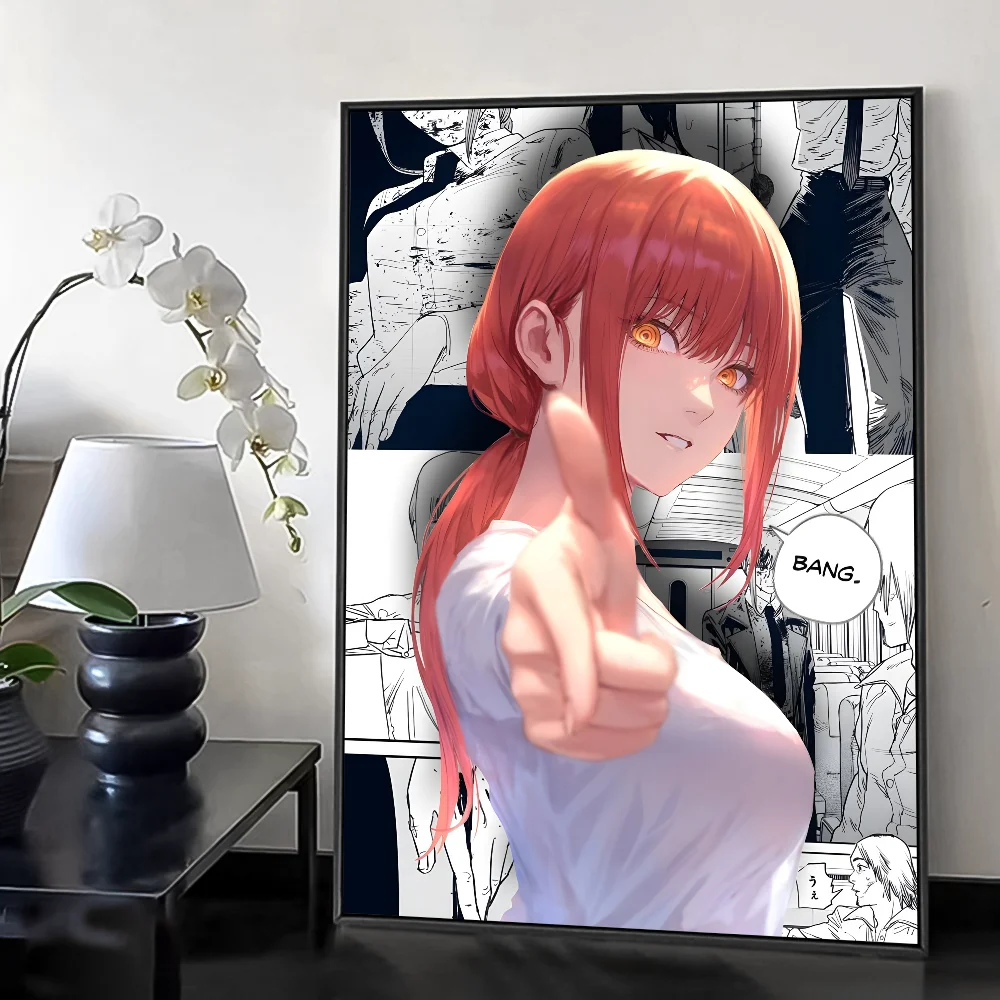 Makima Chainsaw Man Anime Poster HD art sticky wall waterproof home living room bedroom bar aesthetic decoration