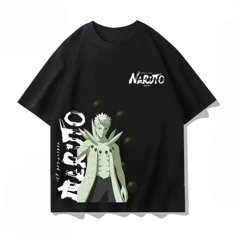 2026 Summer Naruto Flag Mokakashi Intimate Paradise Printed Cotton Loose T-shirt, Unisex Anime Casual Street Style Top