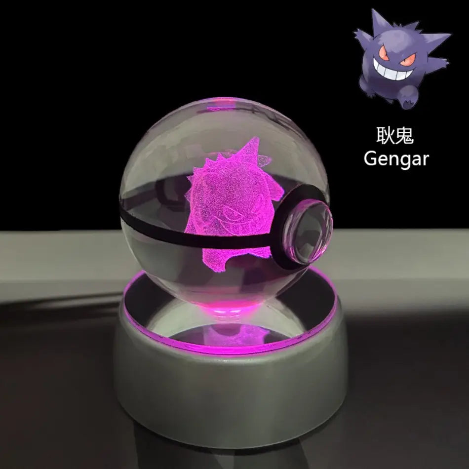 Pokemon Pokeball LED Night Light – 3D Crystal Ball