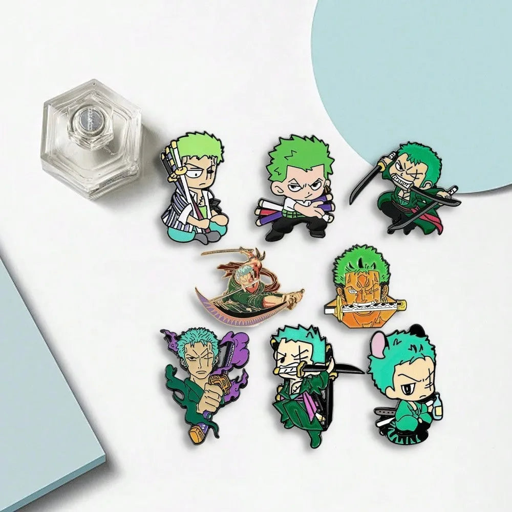 8 Pcs Classic Figure Brooch Personality Roronoa Zoro Design Enamel Pin Backpack Clothing Jewelry Metal Badge Accessories Gifts