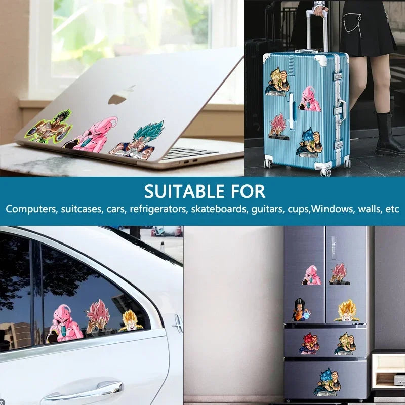 DRAGON BALL NARUTO Anime 3D Lenticular Sticker Goku, Vegeta Waterproof Decals for Car Refrigerator Skateboard Etc.kid's Gifts