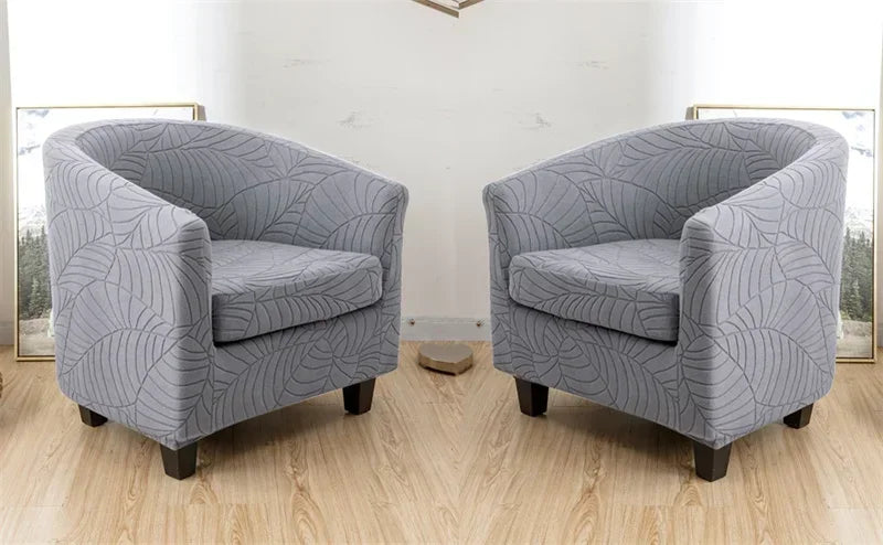 Leaves Jacquard Tub Chair Cover Anti-dirt Stretch Armchair Slipcover All-inclusive Single Club Sofa Cushion for Living Room