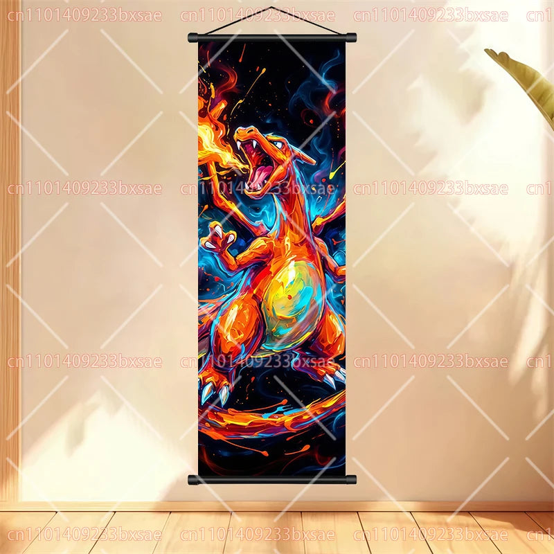 Anime Pokémon Gengar Charizard Kyogre Gyarados Mewtwo Rayquaza Cool Poster Hanging Scroll Painting Birthday Holiday Party Gift