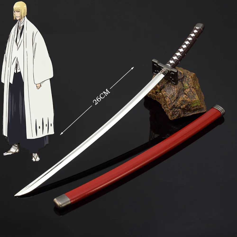 25cm Metal Bleach Katana Sword Ichigo Aizen Cosplay Prop Ninja Knife Iron Japanese Samurai Katana Real Weapon Kid Toy Anime Gift