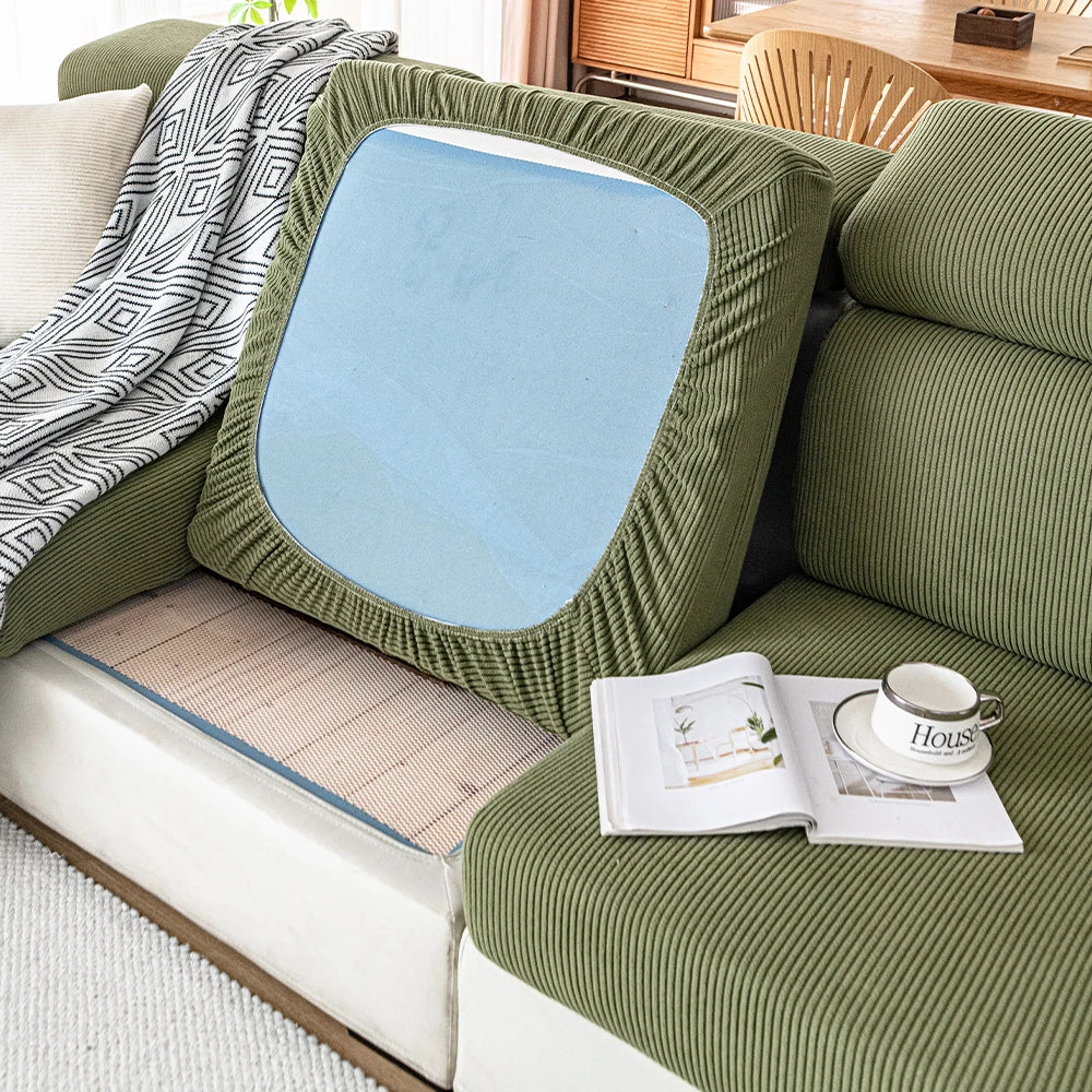 New Thicken Jacquard Sofa Seat Cushion Covers Solid Colors Striped Sofa Covers for Living Room Sectional Couch Covers Removable