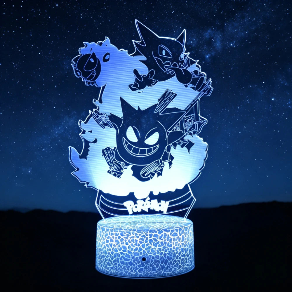 3D LED Night Light Pikachu Charizard Mewtwo Haunter 16 Colors Changing Touch Remote Control Anime Lamp for Bedroom Birthday Gift