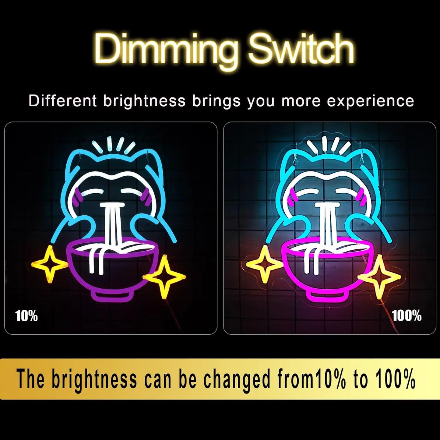 Pokemon Ramen Neon Light Dimmable LED Neon Light for Kitchen Dining Room Wall Art Fun Foodie Decor Birthday Gift for Anime Fans