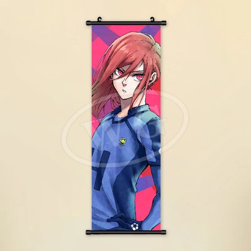 Blue Lock Hanging Painting Anime Poster Reo Mikage Wall Art Canvas Scroll Picture Isagi Yoichi Characters Home Decor Living Room