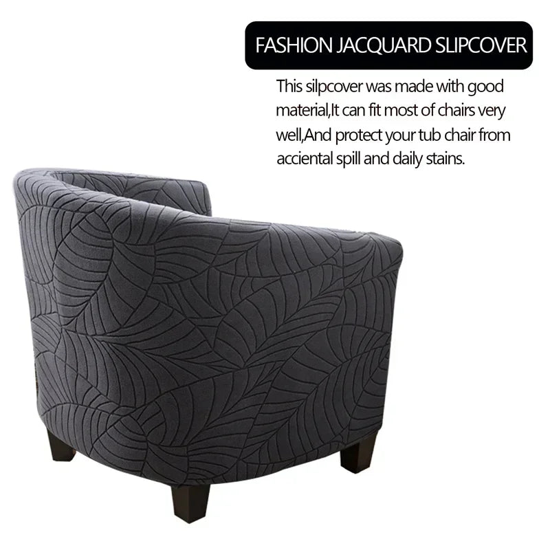 Leaves Jacquard Tub Chair Cover Anti-dirt Stretch Armchair Slipcover All-inclusive Single Club Sofa Cushion for Living Room