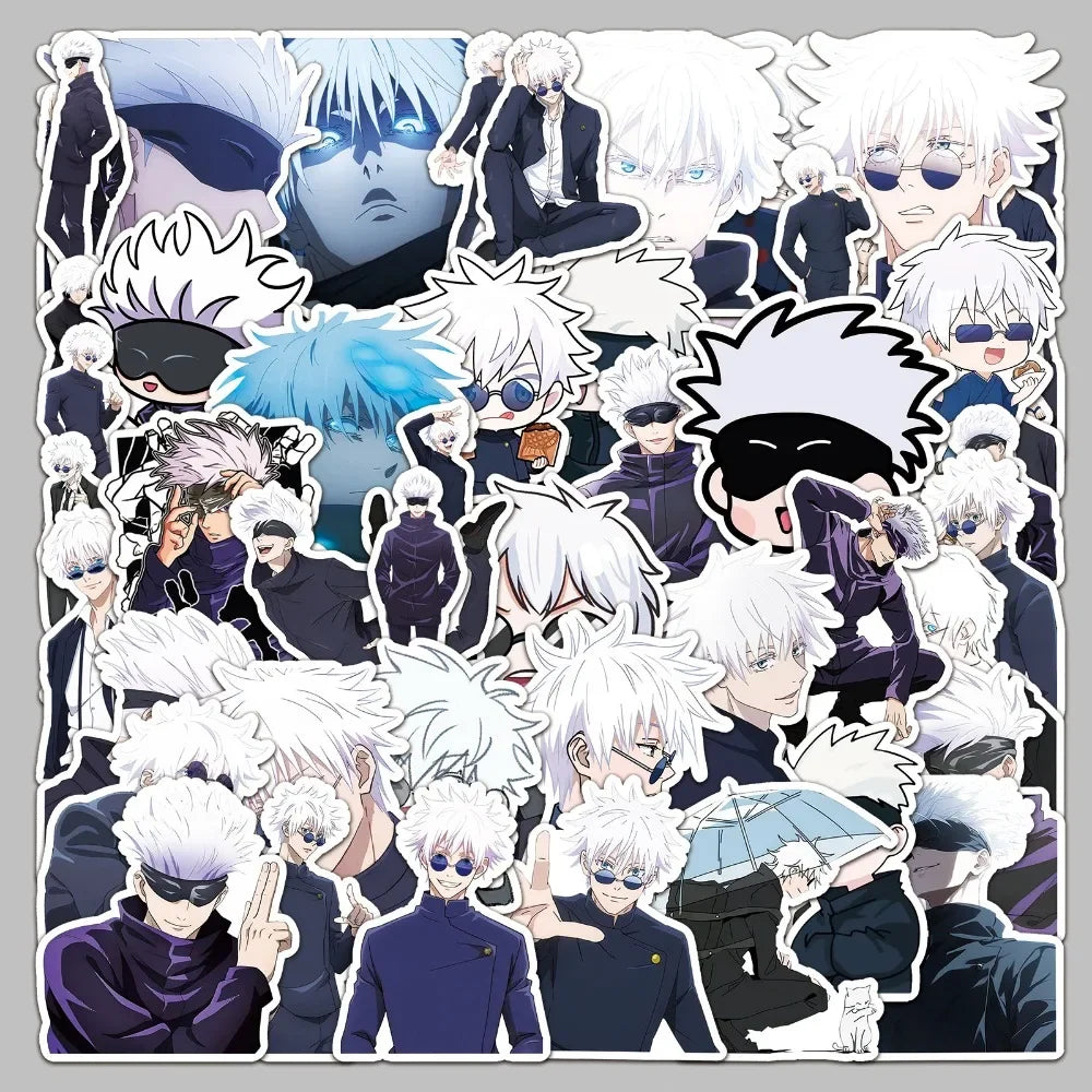 50pcs Anime Jujutsu Kaisen Gojo Satoru Waterproof Stickers Japanese Manga Cute Cartoon Drawing Doodle Decorations