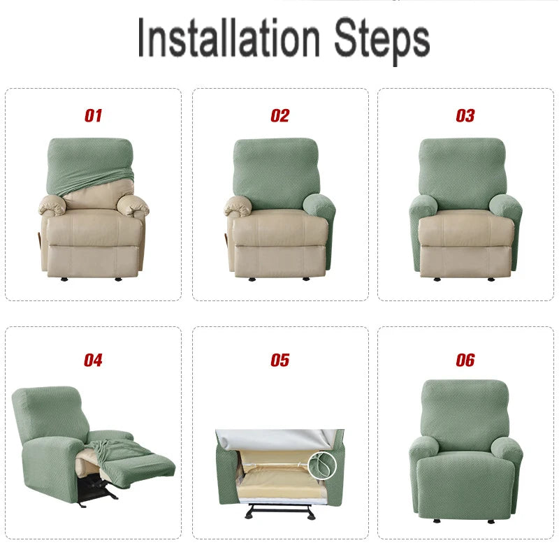 Recliner Sofa Cover Lazy Chair Solid Color Cushion Cover Stretch Spandex Couch Slipcovers Non Slip Armchair Slipcovers 4pcs/set