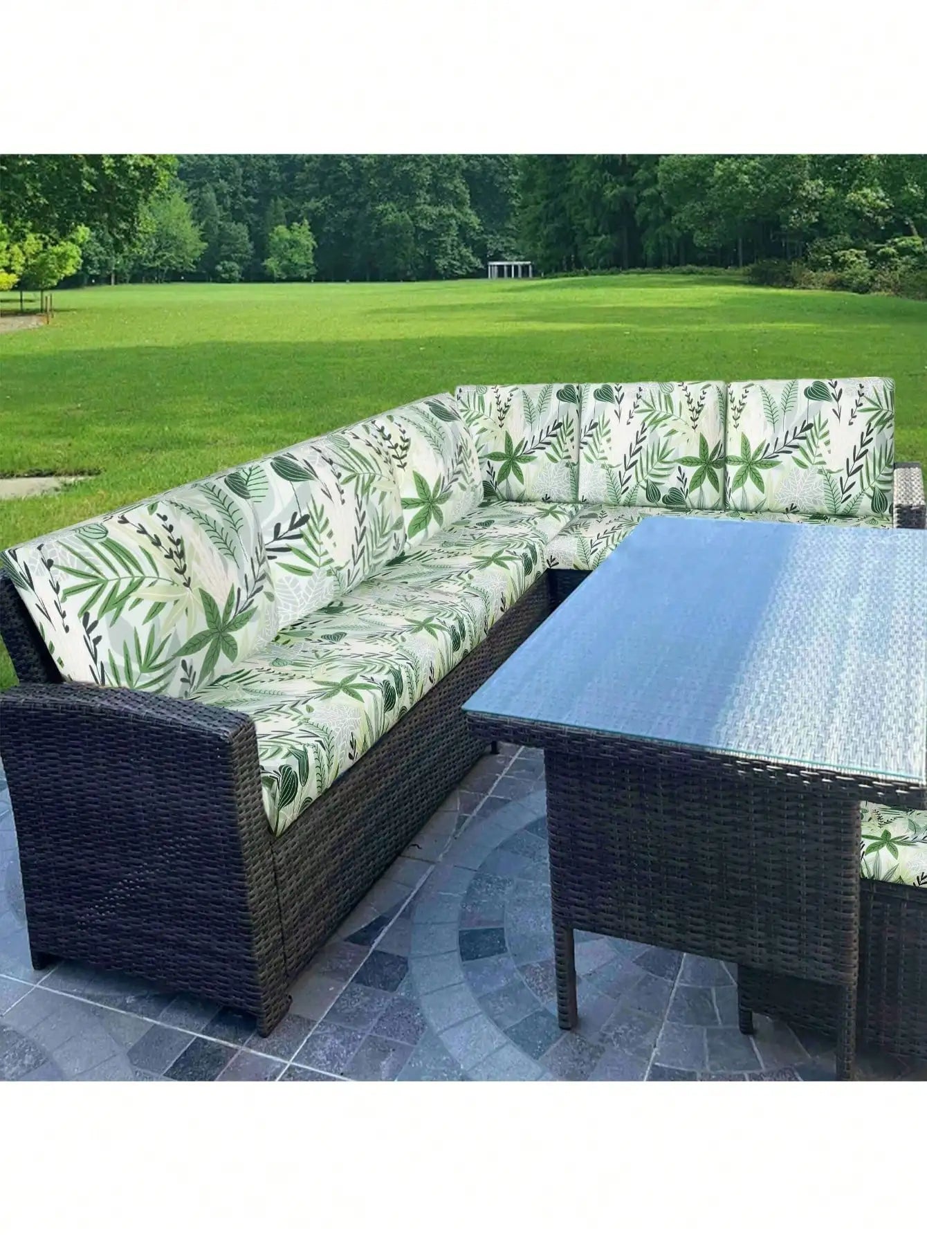 Outdoor Tropical Print Sofa Cushion Covers - Non-Slip Furniture Protectors, Replacement for Individual Seat Cushions