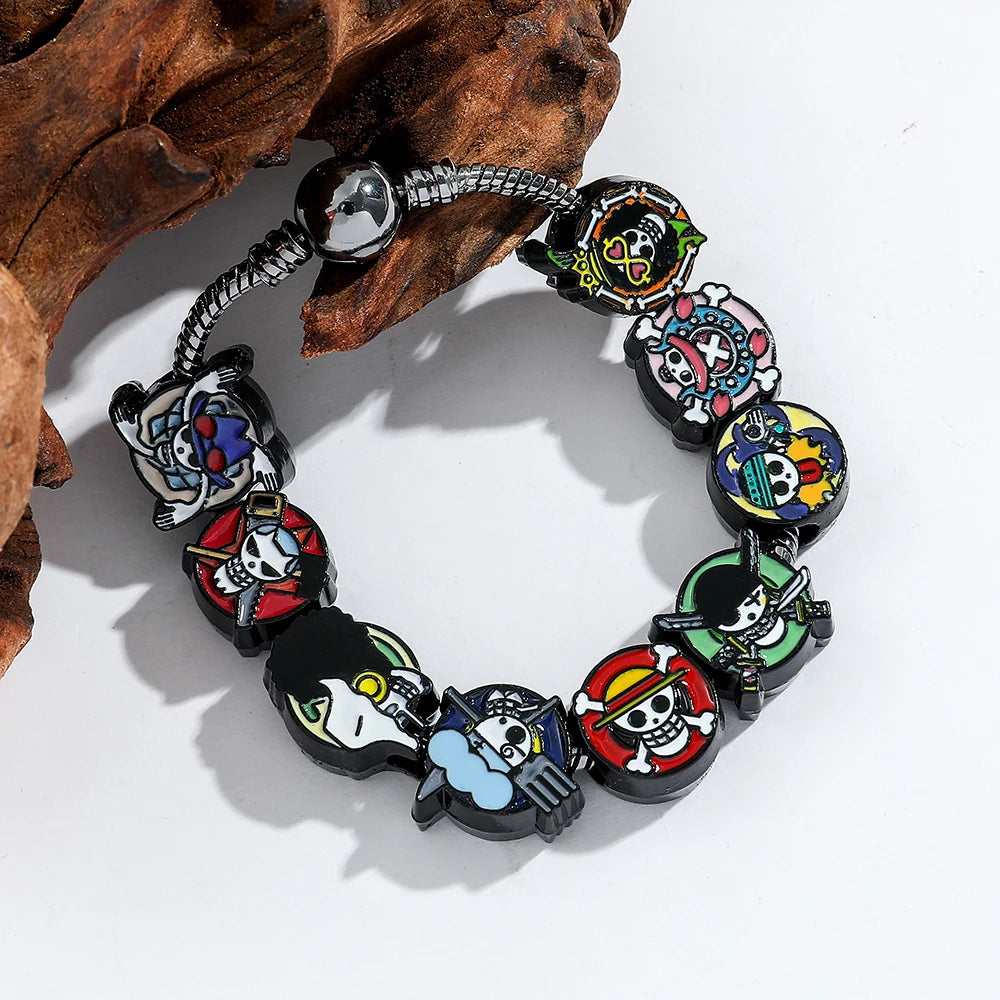 Popular anime accessory bracelet with skull, Luffy DIY charm bracelet