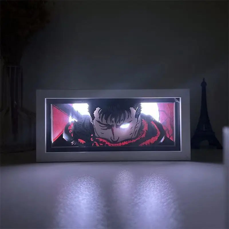 Berserk Paper Carved Lamp Anime Figure Guts Griffith 3D LED Color Light Box Room Decoration Collect Night Light Anime Fans Gift