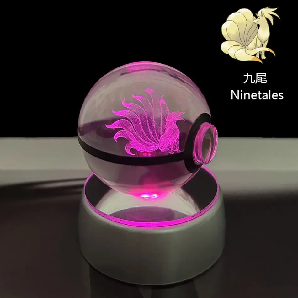 Pokemon Pokeball LED Night Light – 3D Crystal Ball