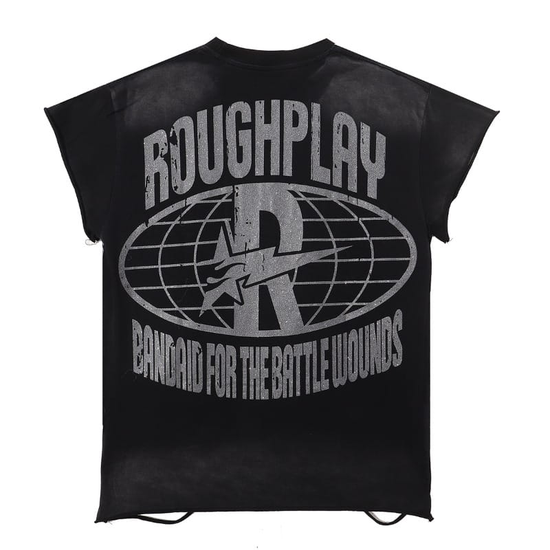 Rhinestone Printed Sleeveless T-Shirt – Loose Cotton