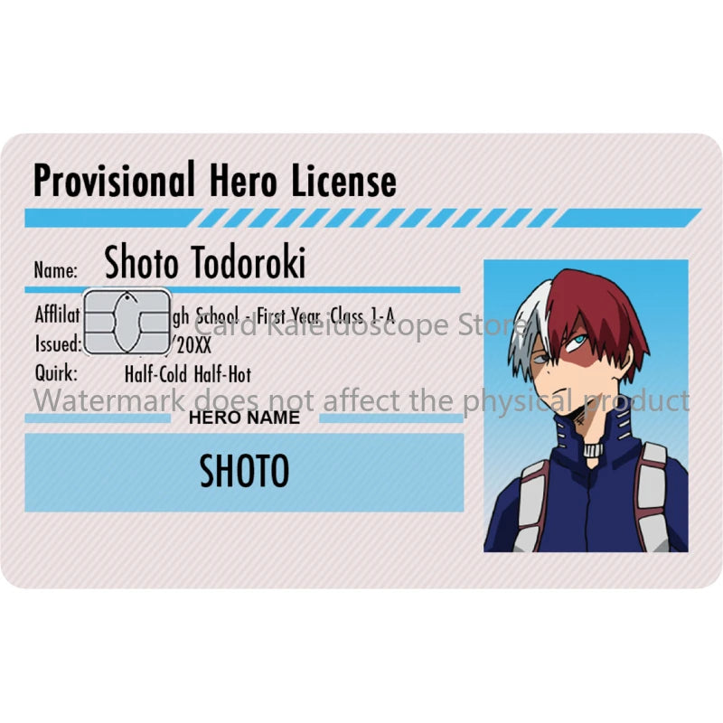 Anime My Hero Academia Student ID Series Redit Card Skin Sticker for VISA JCB Mastercard and Other Bank IC Card Decoration