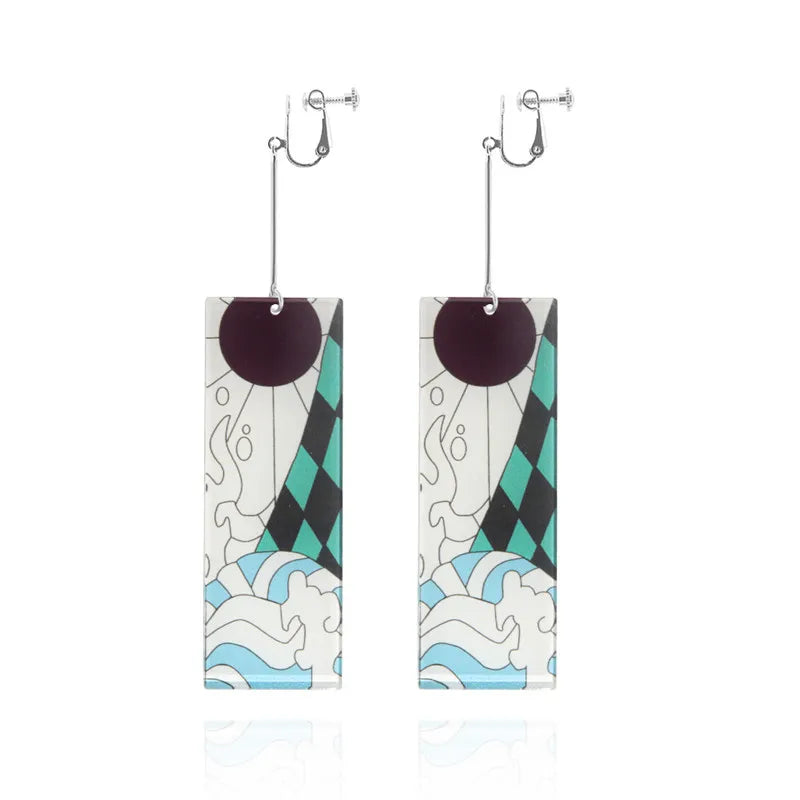 Creative Anime Acrylic Earrings For Women Demon Layer Butterfly Tanjiro Ear Drop Trendy Fans Cosplayer Jewelry Accessories Gifts