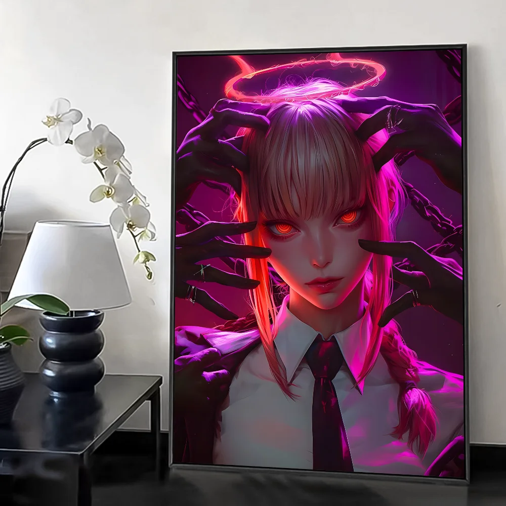 Makima Chainsaw Man Anime Poster HD art sticky wall waterproof home living room bedroom bar aesthetic decoration
