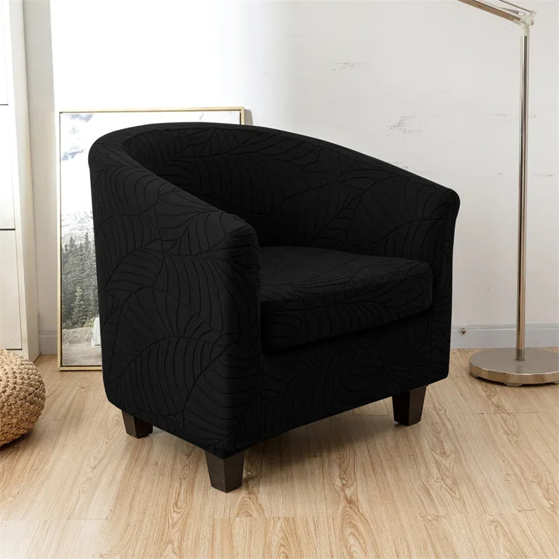 Leaves Jacquard Tub Chair Cover Anti-dirt Stretch Armchair Slipcover All-inclusive Single Club Sofa Cushion for Living Room
