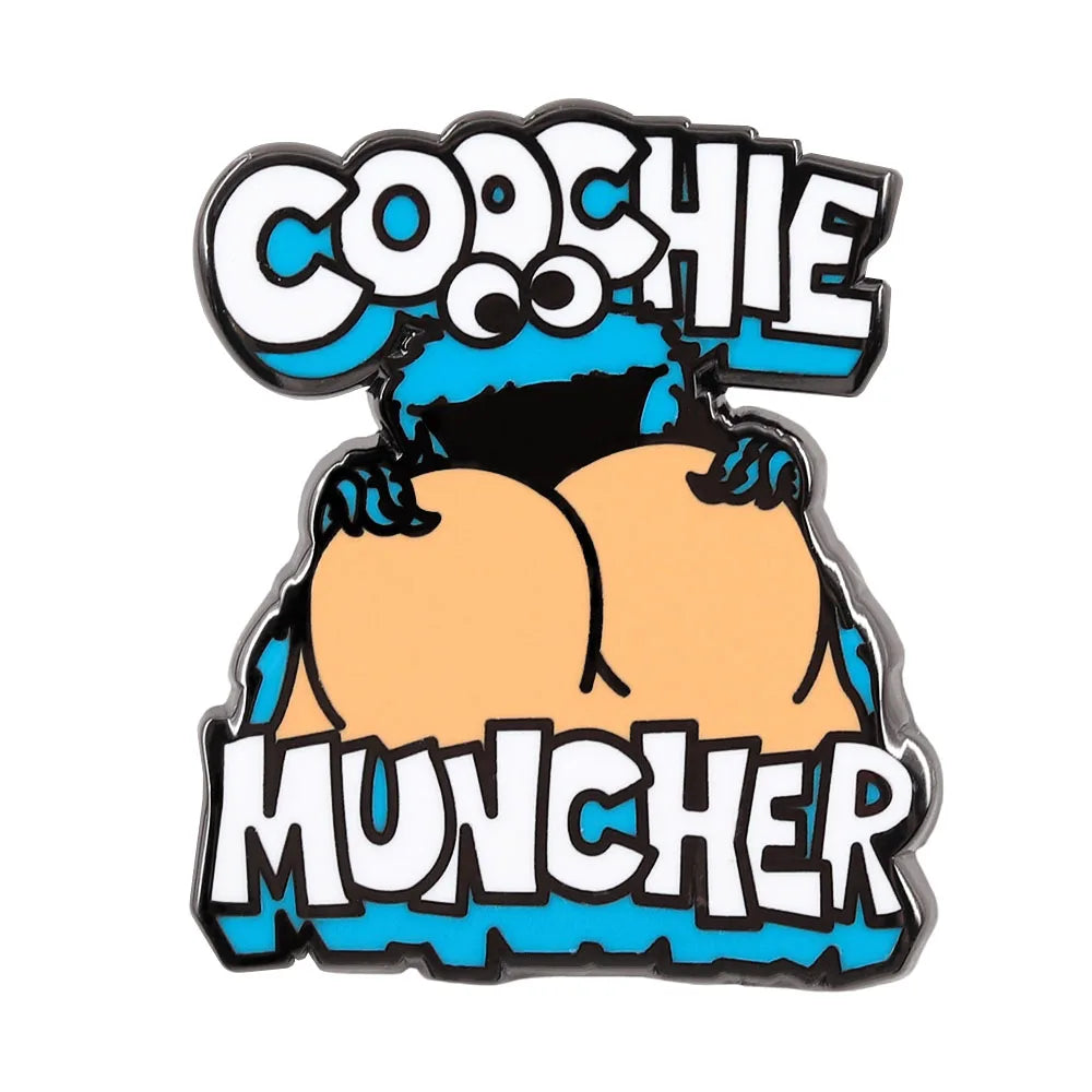 Creative Cartoon Character Badge Funny Eating Cookies Monster Brooch Cute Anime Peripheral Enamel Pin Collar Accessories Gift