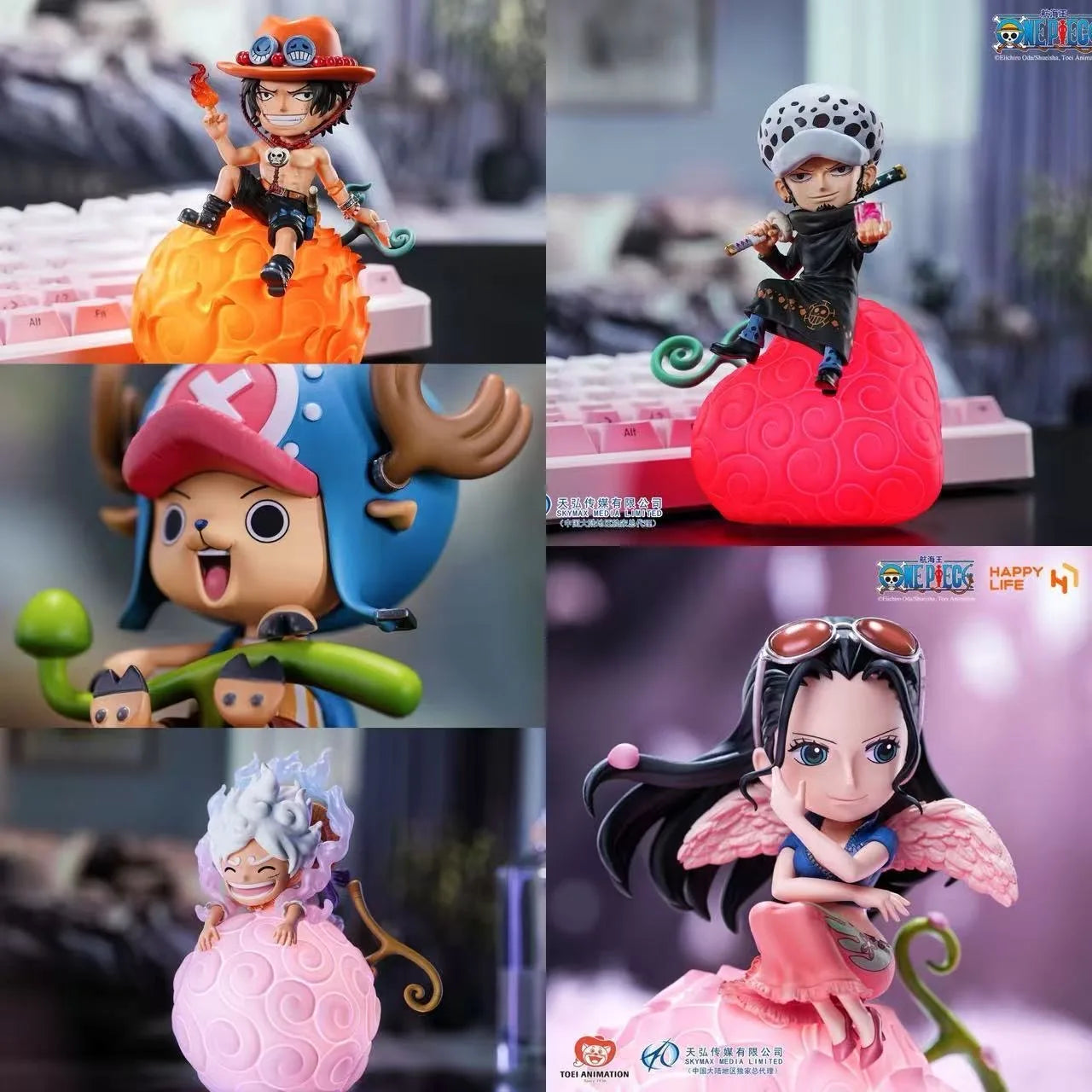 Anime One Piece Devil Fruit Night Light Nika Luffy Cute Figure  Robin Ace Chopper Voice-Controlled Night Light Desktop Ornament