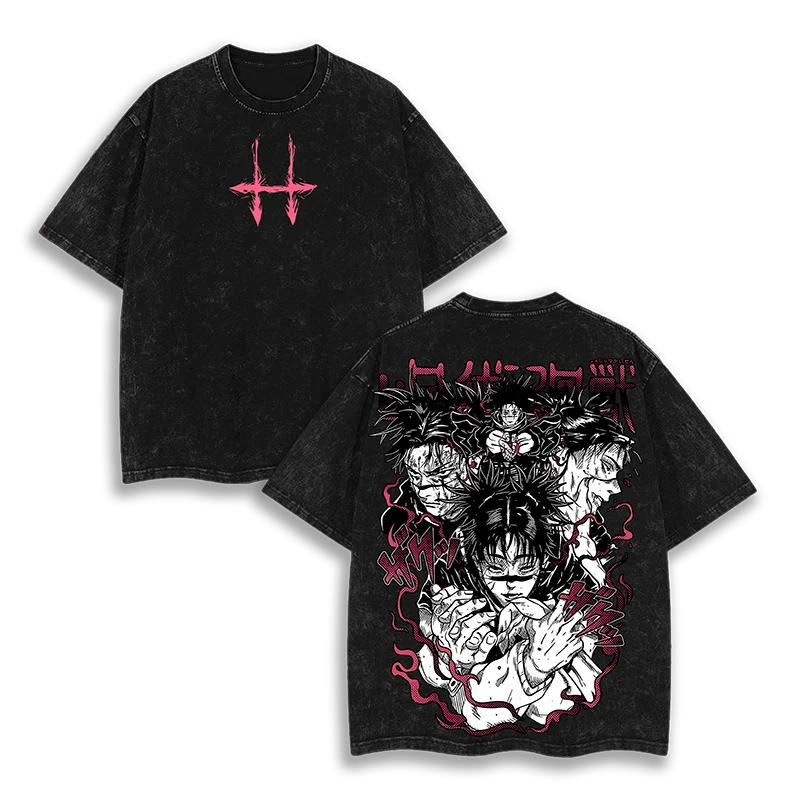 New Arrival Mens Clothes Tee Shirt Homme Graphic T-Shirts Men Tshirt for Men Ropa Hombre Jujutsu Kaisen Washed Camisetas