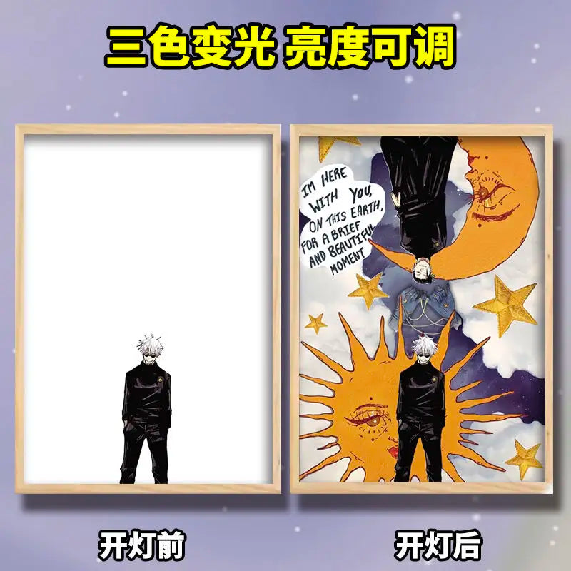 Jujutsu Kaisen Anime Figure Led Gojo Night Light Painting Decor Photo Satoru Gojo Room Decoration Kid Birthday Christmas Gift