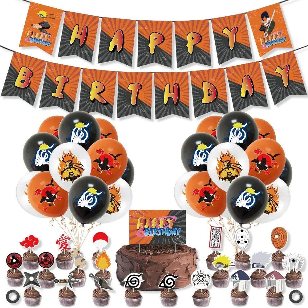 Narutoed Anime Toy Gift Party Supplies DIY Party Decoration Tableware Paper Plate Cup  Latex Foil Ballon Helium Globo Boy Family