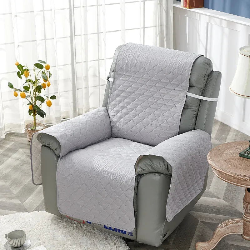 Anti-slip Recliner Chair Cover Solid Color Quilted Seat Slipcover Anti-wear Relax Armchair Coushion for Living Room Home