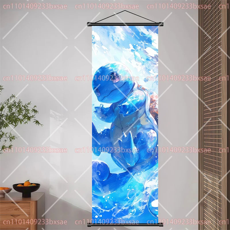 Anime Pokemon Pikachu Eevee Ampharos Charizard Bulbasaur Squirtle Poster Scroll Painting Theme Party Decoration Painting Gift