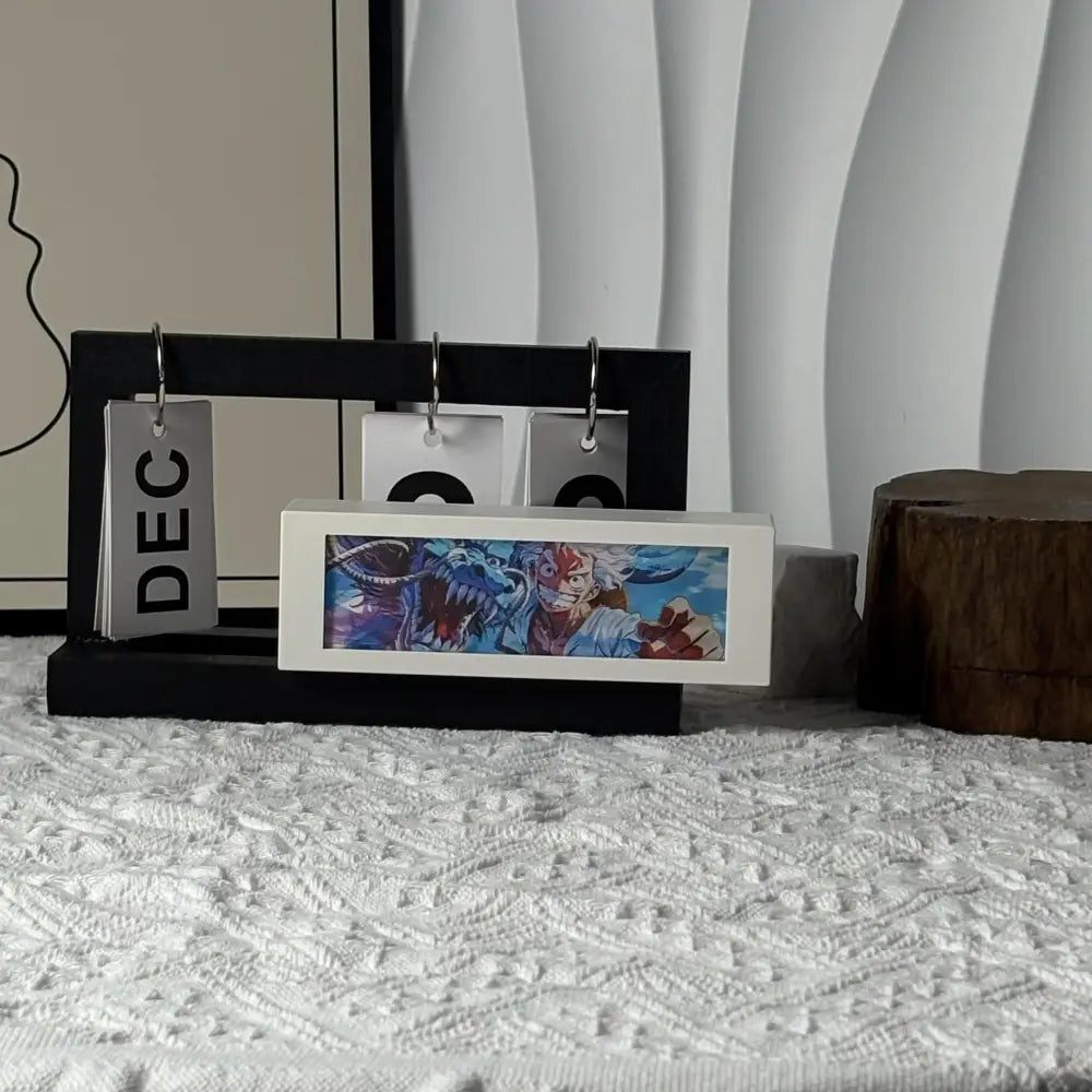 White rectangular framed anime 3d motion light box with vibrant LED bedroom decor lamp featuring two characters