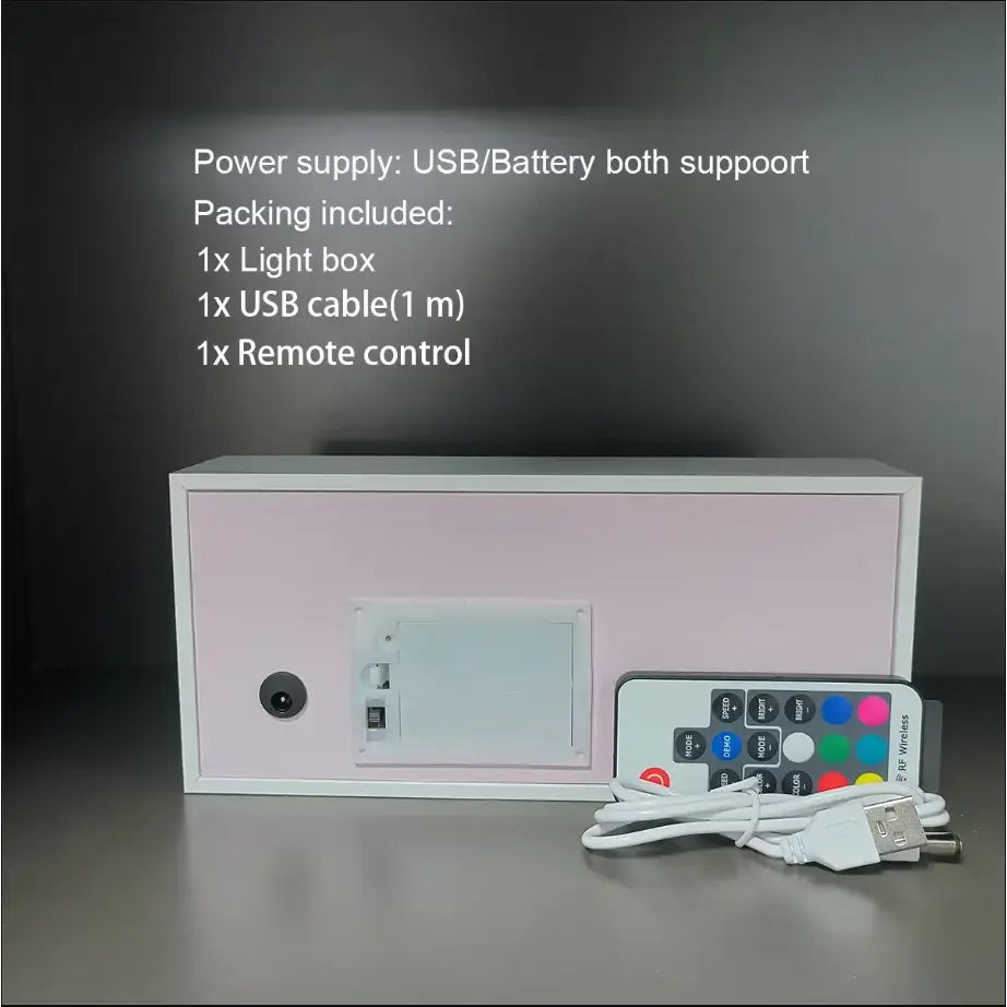 Anime 3d paper carved lamp led light box in pink with white trim and circular power port on the side