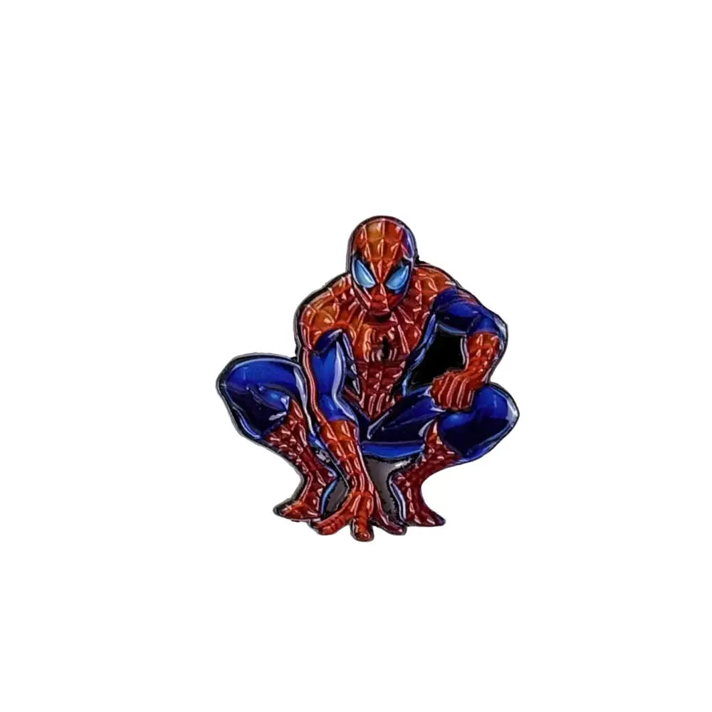 Red and blue spider-man enamel pin in crouching pose anime badge metal lapel brooch cartoon anime enamel pins