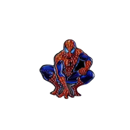 Red and blue spider-man enamel pin in crouching pose anime badge metal lapel brooch cartoon anime enamel pins