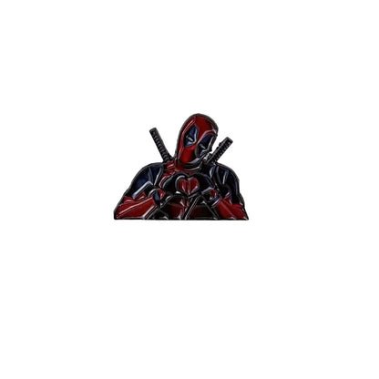 Red and black deadpool enamel pin with crossed swords metal anime badge cartoon anime enamel pins lapel brooch