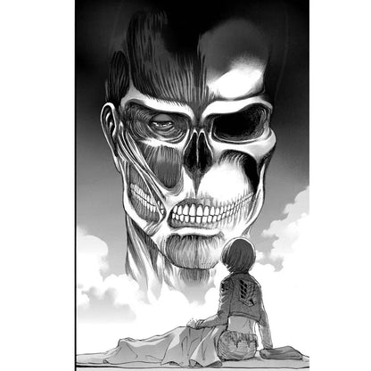 Anime cartoon wall sticker set featuring a towering skeletal titan with muscle details and a menacing grin in 21x30cm size
