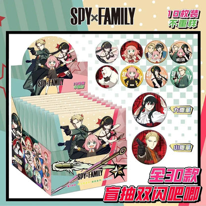 Anime character badge set featuring spy x family circular button keychains for decoration and collection