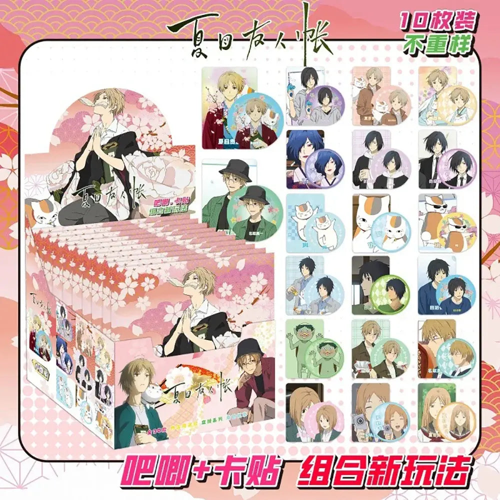 A pink and white anime character badge set featuring 10 cherry blossom brooch decorations for fans