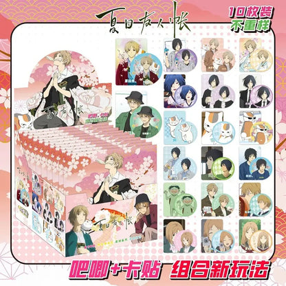 A pink and white anime character badge set featuring 10 cherry blossom brooch decorations for fans