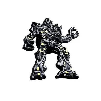 Black and yellow metallic anime character enamel brooch pin with intricate mechanical design gift set accessory