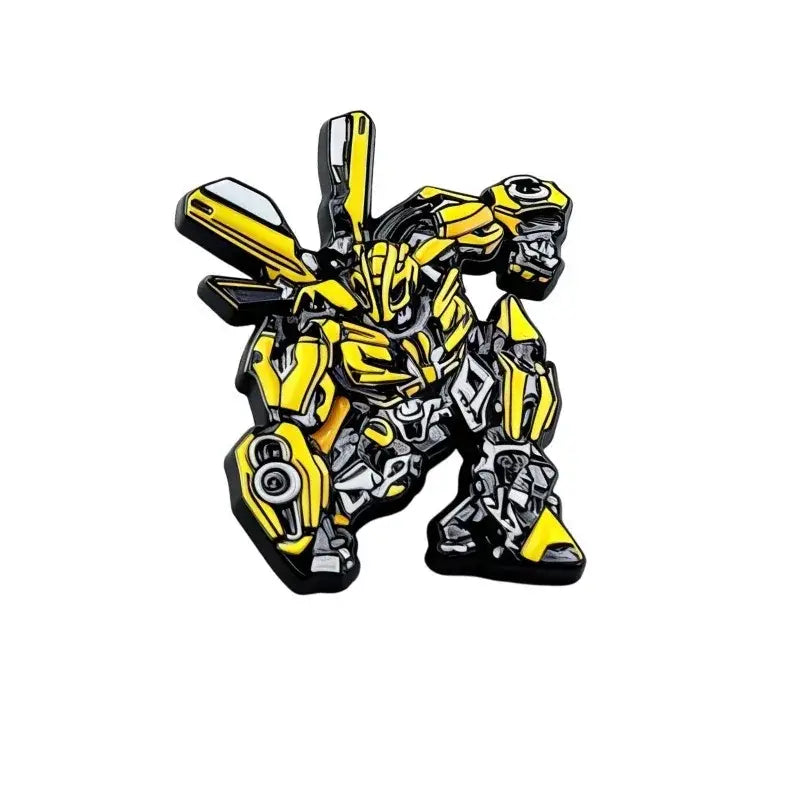 Yellow and black bumblebee enamel pin with silver accents from anime character enamel brooch pin gift set
