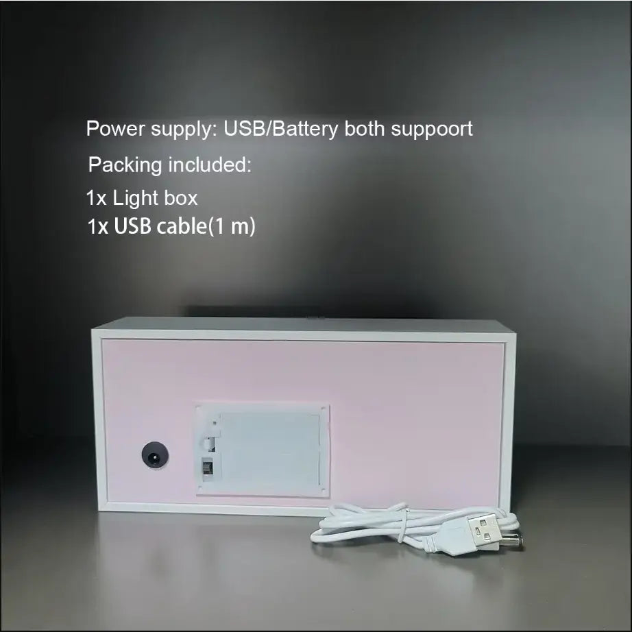 Pink anime eyes paper carving light box with white frame and usb port on the back for led lamp use