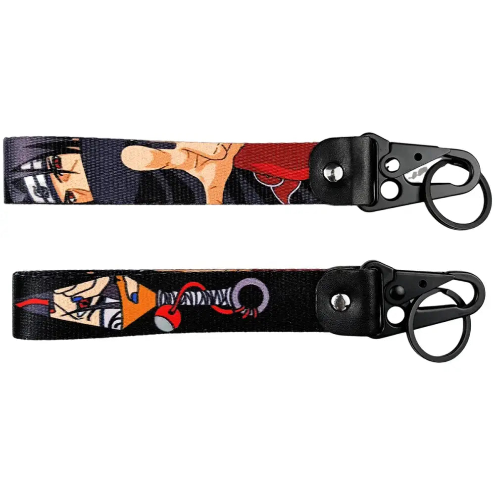 Black fabric anime figure eagle keychain with eagle beak prints and black metal keyring hardware