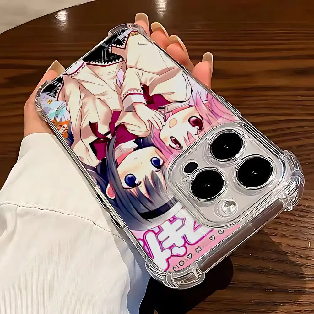 Clear protective samsung phone case with vibrant anime girl illustration in korean style tpu cover on back side