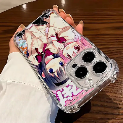 Clear protective samsung phone case with vibrant anime girl illustration in korean style tpu cover on back side