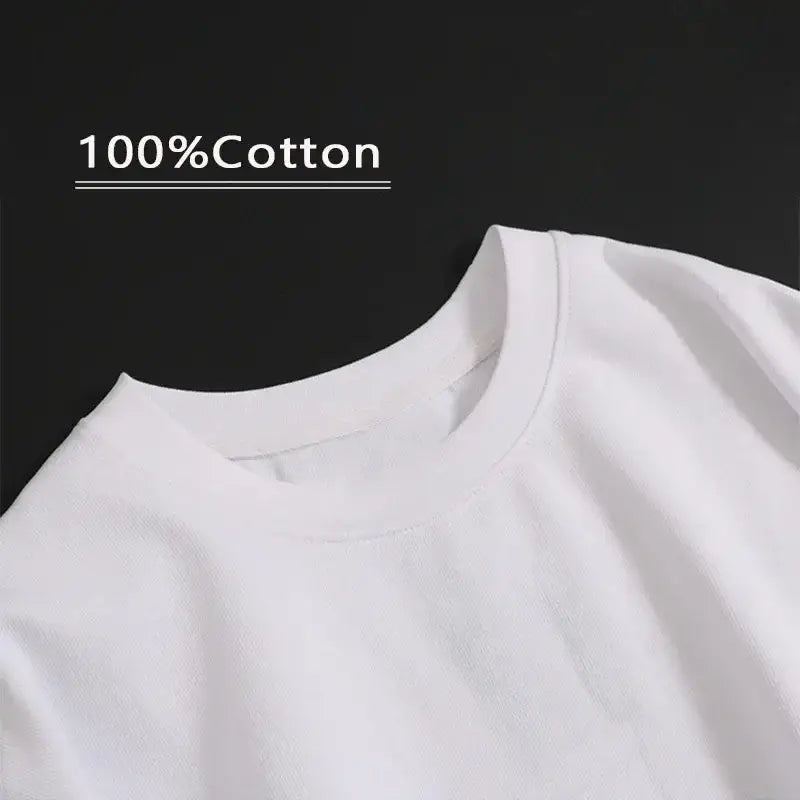 White 100 percent cotton crew neck anime harajuku t-shirt unisex tee with retro streetwear style
