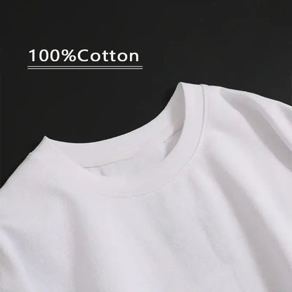 White 100 percent cotton crew neck anime harajuku t-shirt unisex tee with retro streetwear style