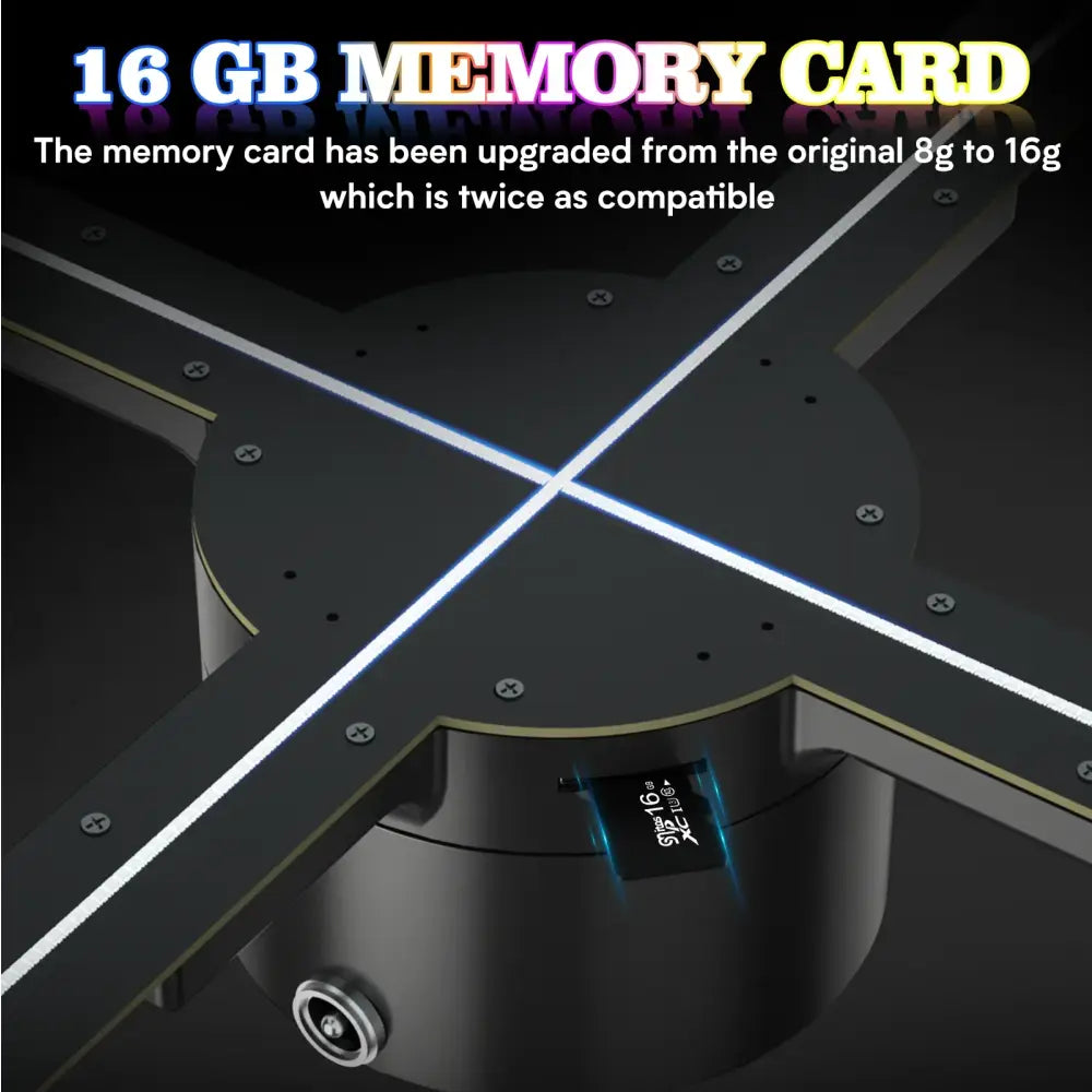 Black 16gb memory card with silver text and blue light for anime hologram led fan 50cm wifi 3d display product